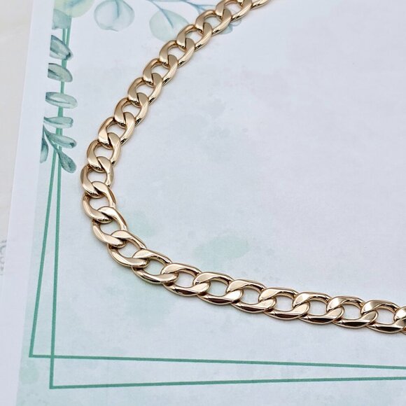 Rose Gold Cuban Chain Necklace Gold Plated Brass 49cm (19.3 Inches), XPNL0064 - Picture 11 of 12